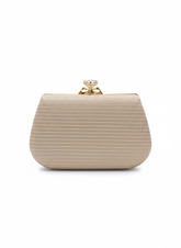 Crystal Crown Evening Clutch – Luxury Golden Top Handle Bag with Removable Chain-Golden