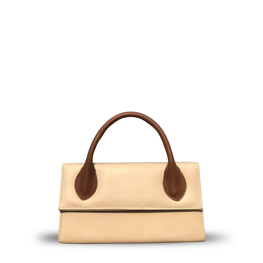 Sienna Grace Top Handle Bag – Elegant Beige Structured Handbag for Women Skin