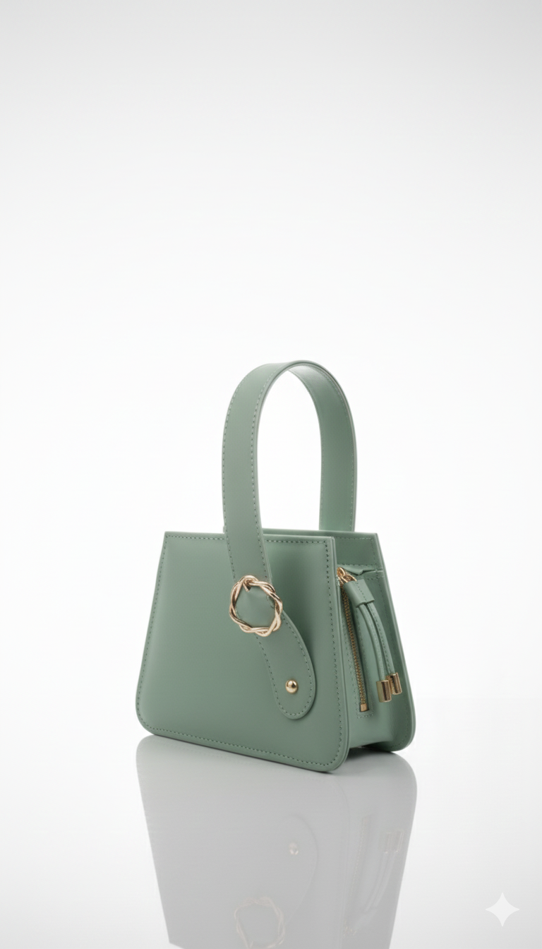 Mehak Pearl Bag – Elegant White Mini Handbag for Women Sea Green