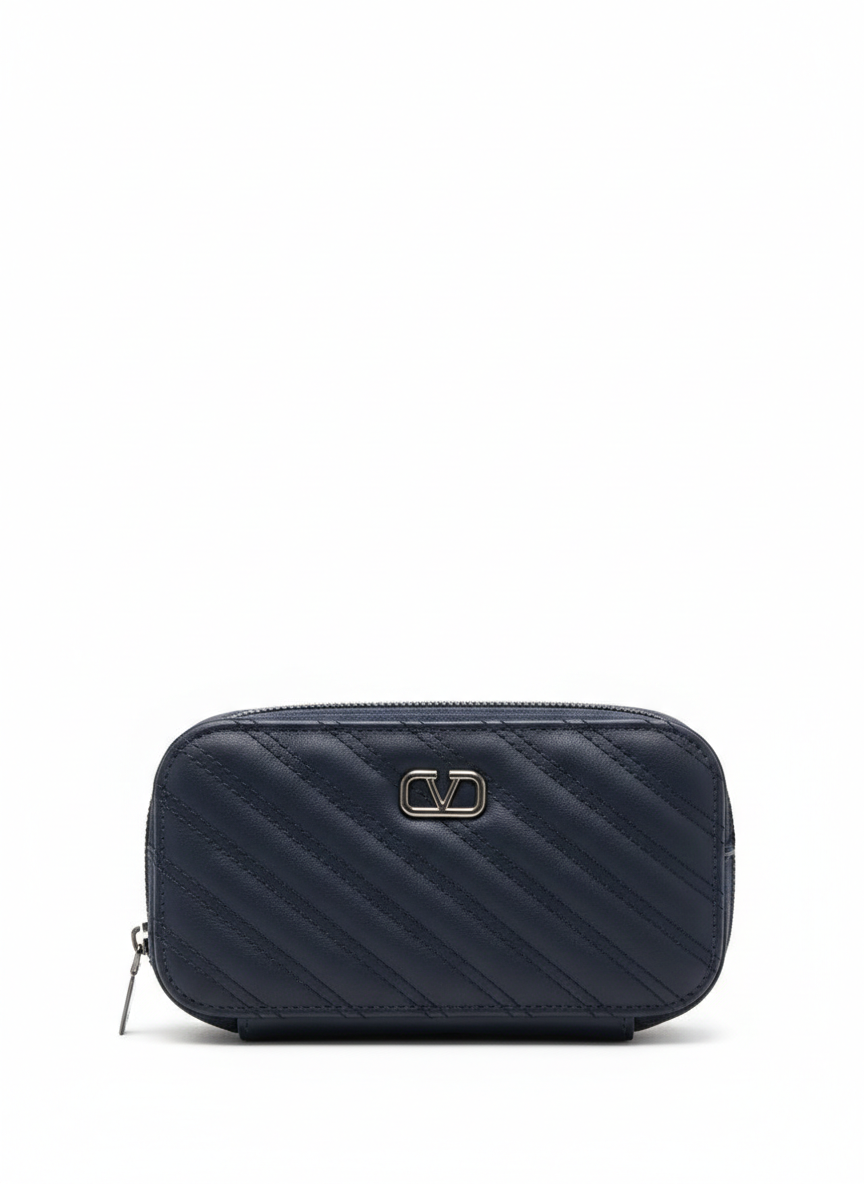 Zimal Rose Luxe – Quilted dark blue Mini Crossbody Bag for Women | Elegant Compact Shoulder Purse