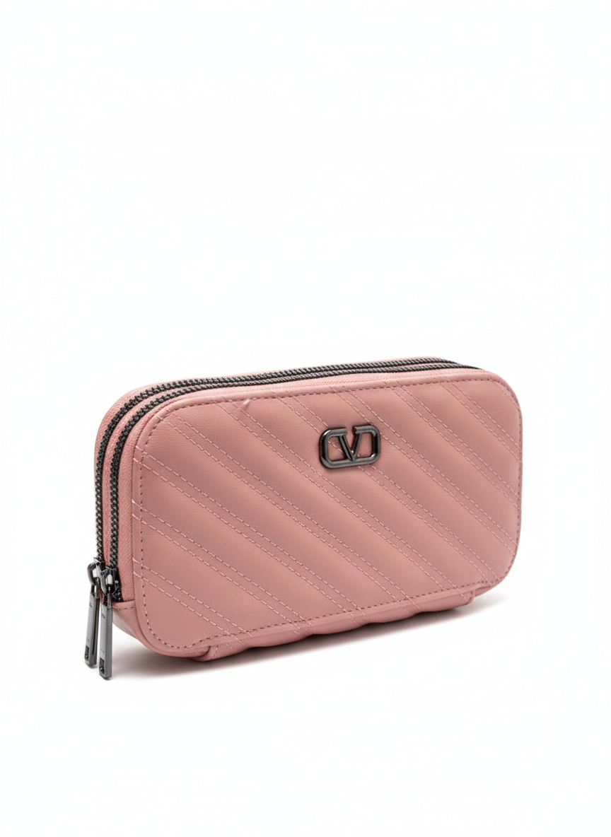 Zimal Rose Luxe – Quilted Pink Mini Crossbody Bag for Women | Elegant Compact Shoulder Purse