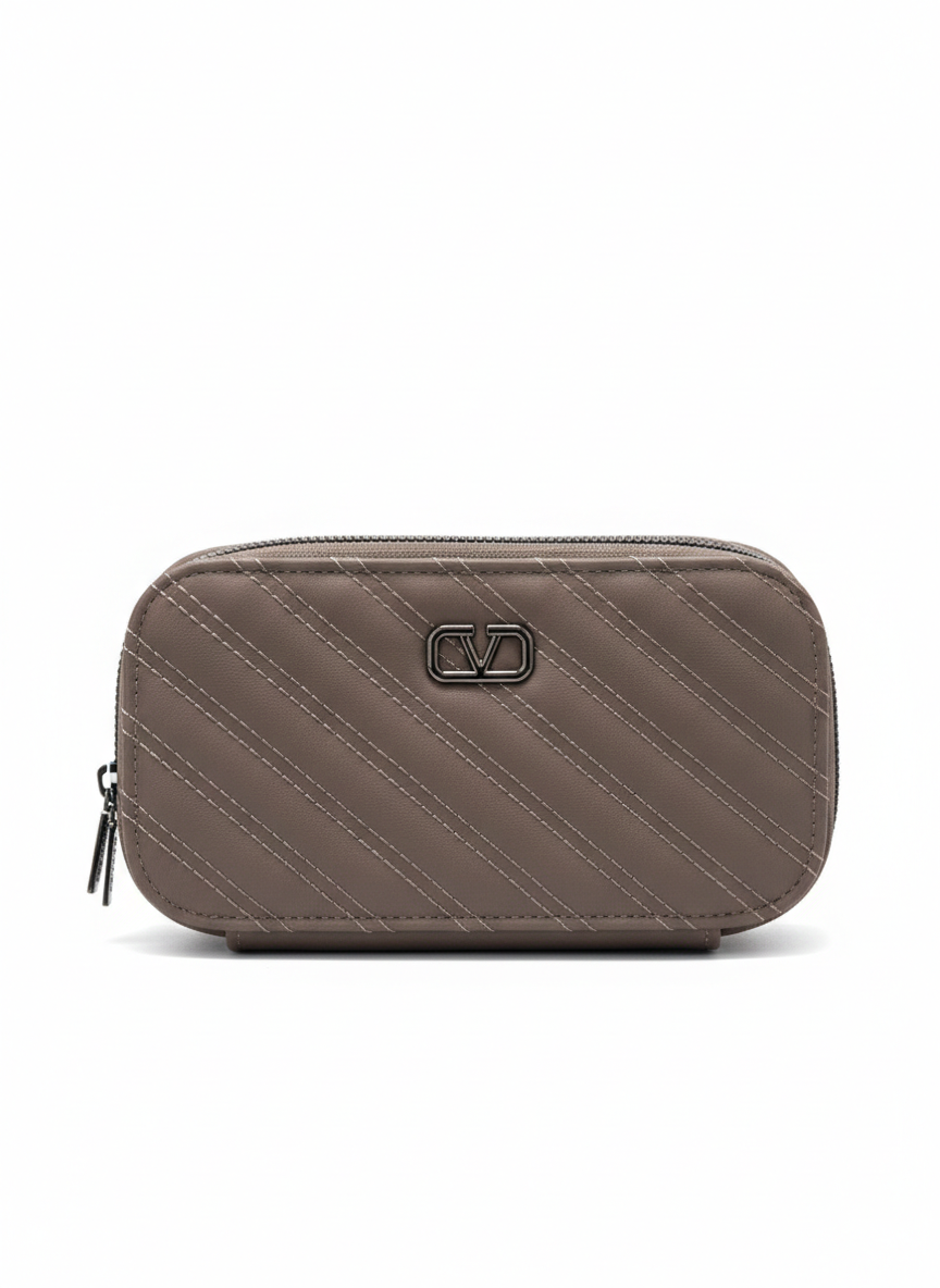 Zimal Rose Luxe – Quilted Brown Mini Crossbody Bag for Women | Elegant Compact Shoulder Purse