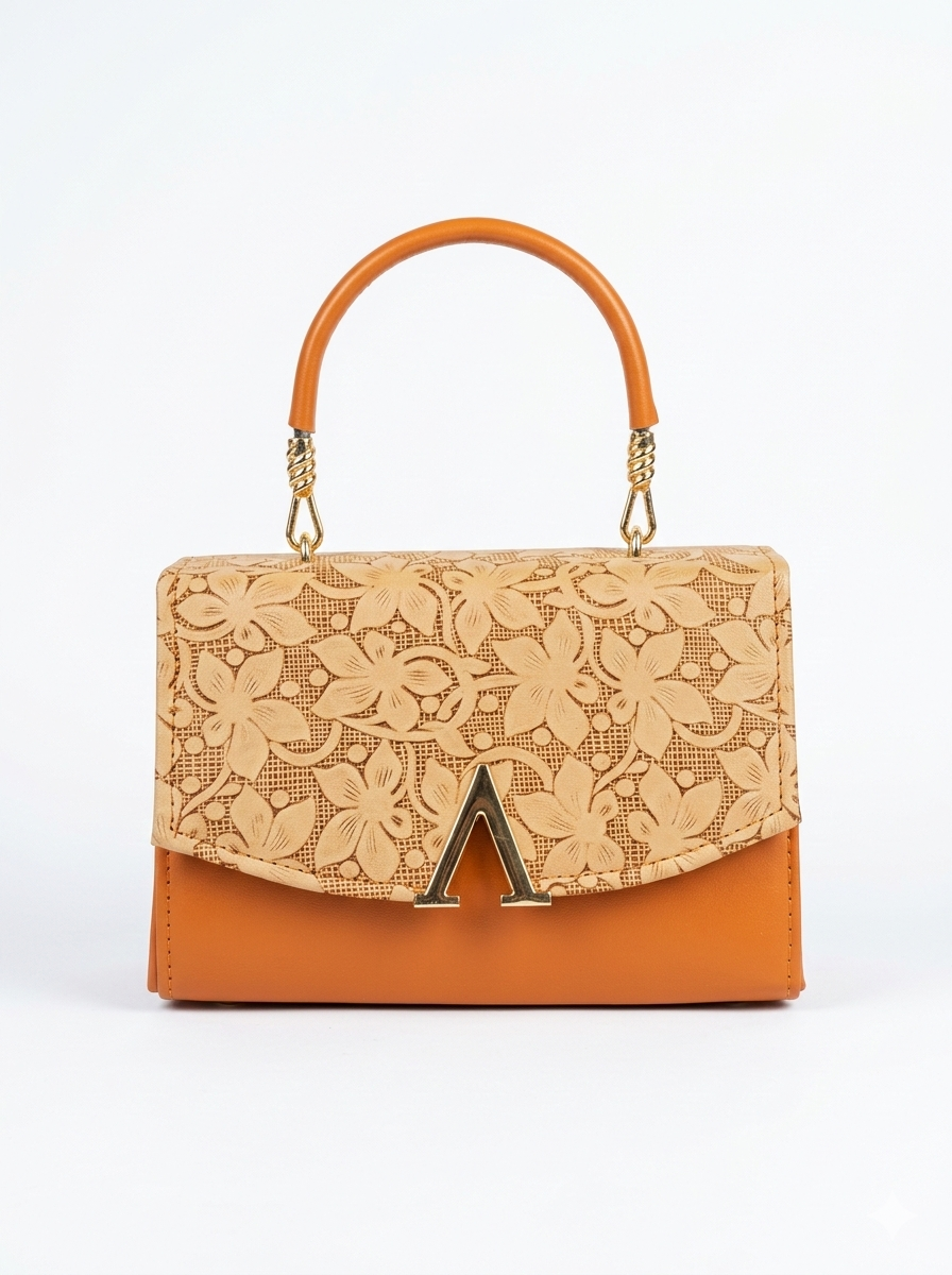 Arezoo Bloom Bag – Luxury Floral Top Handle Handbag for Women Musterd