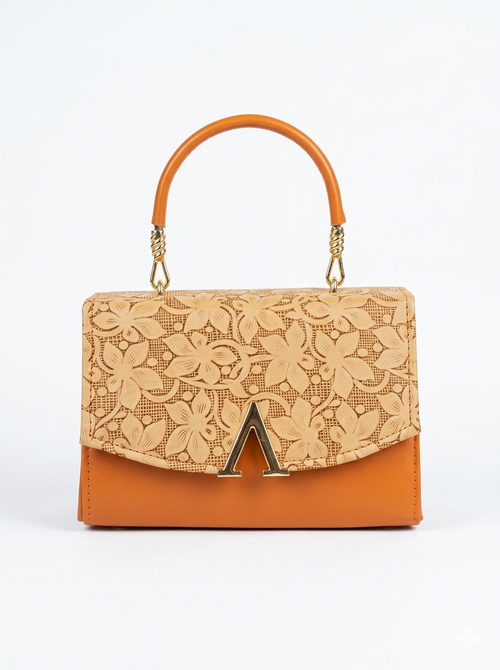 Arezoo Bloom Bag – Luxury Floral Top Handle Handbag for Women Musterd