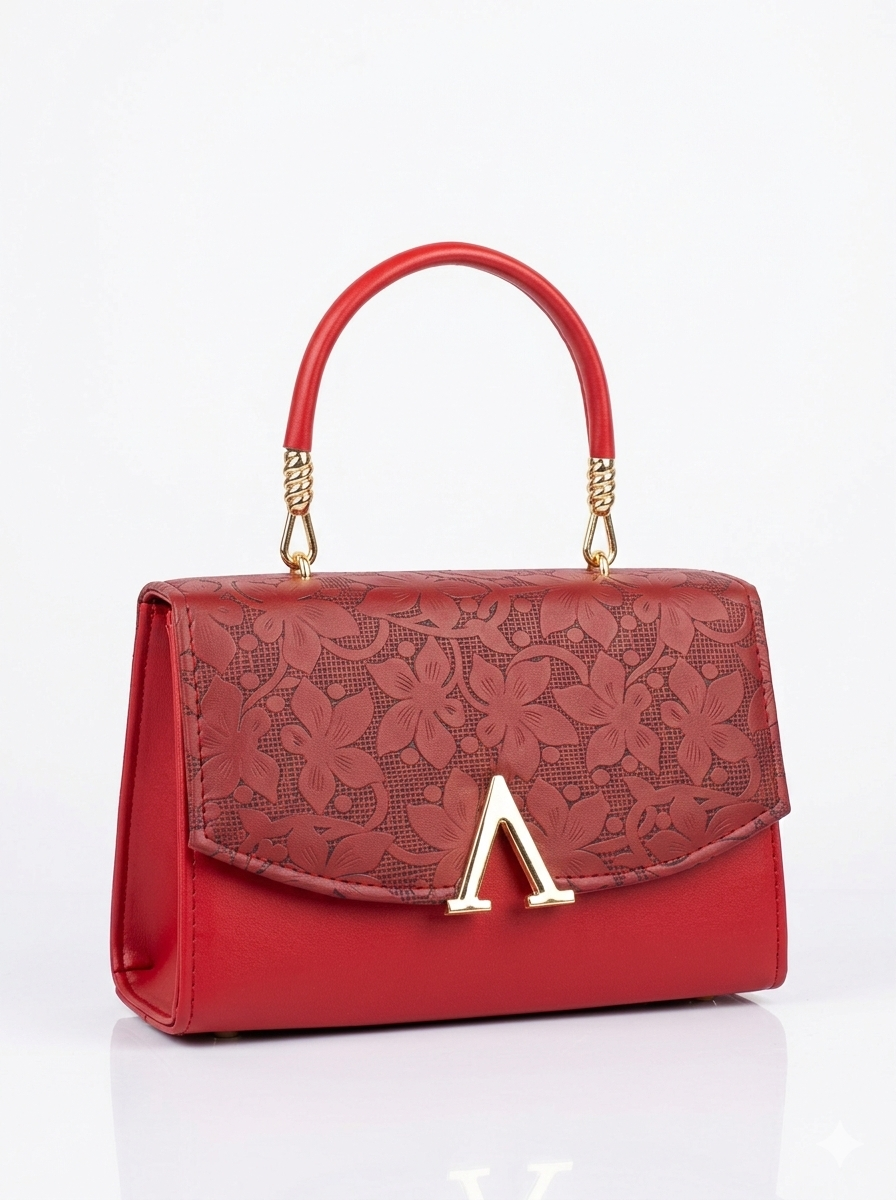 Arezoo Bloom Bag – Luxury Floral Top Handle Handbag for Women Maroon