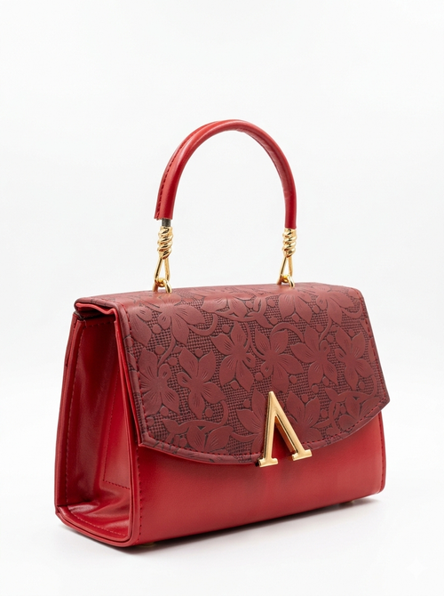 Arezoo Bloom Bag – Luxury Floral Top Handle Handbag for Women Maroon