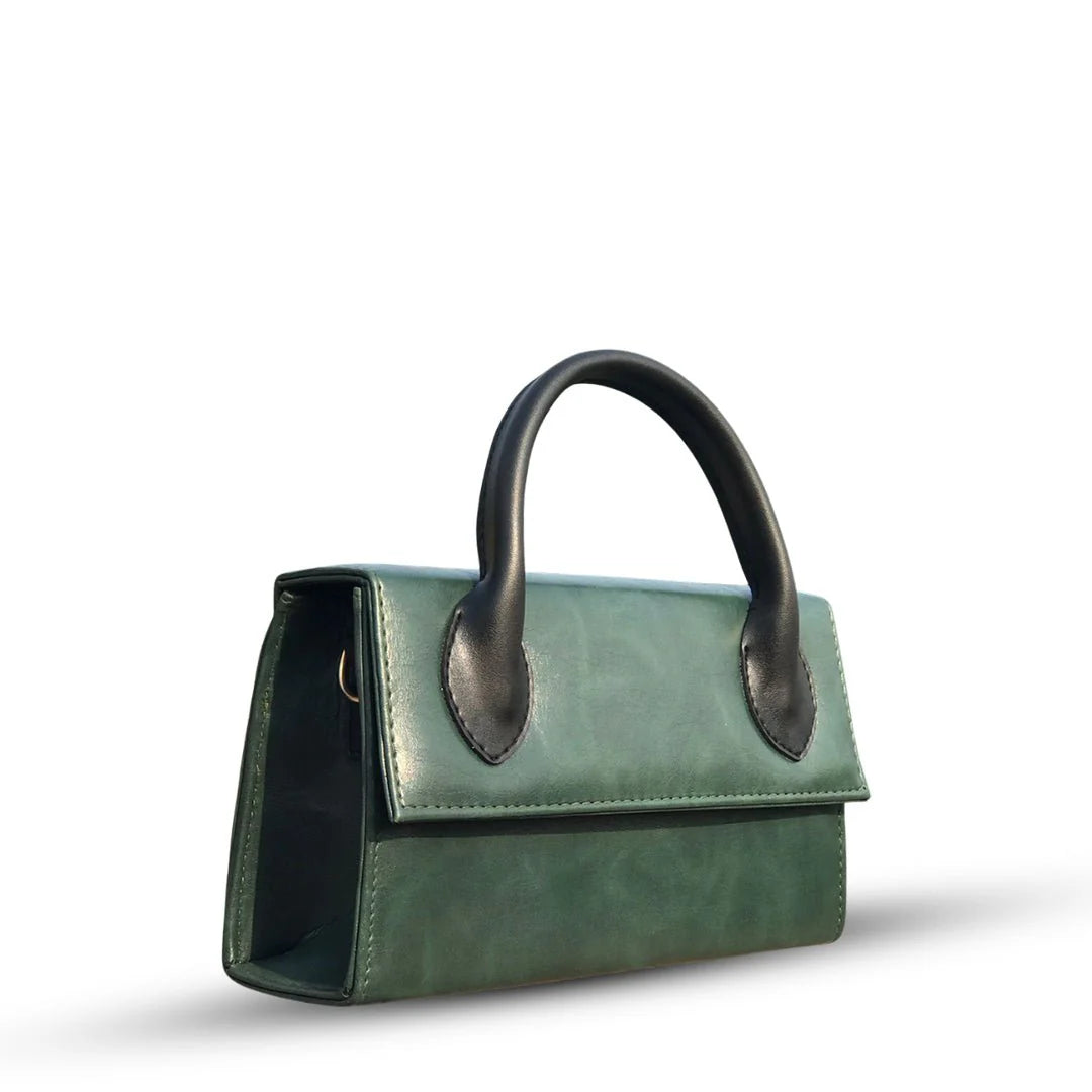 Sienna Grace Top Handle Bag – Elegant Beige Structured Handbag for Women Green