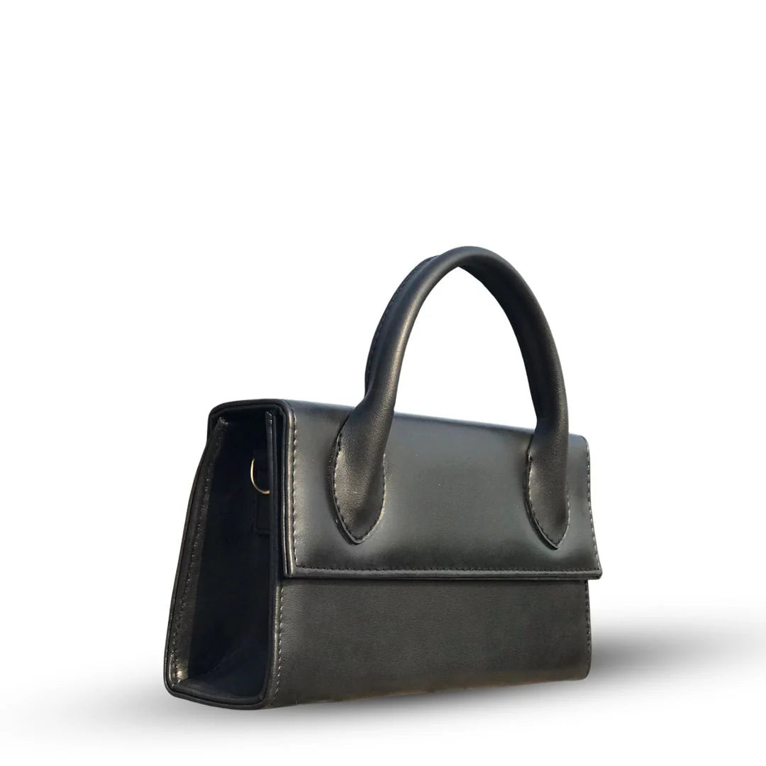 Sienna Grace Top Handle Bag – Elegant Beige Structured Handbag for Women Black