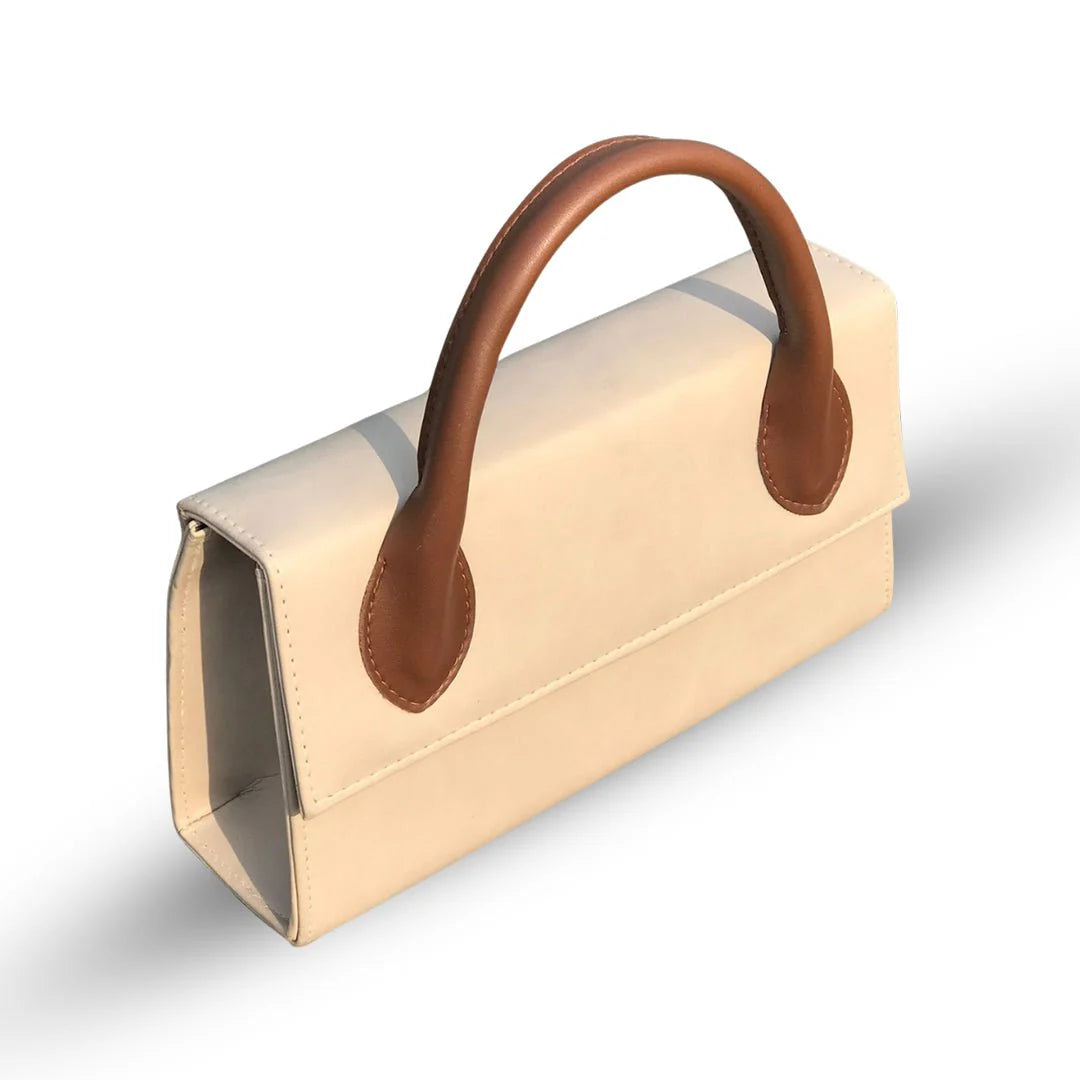 Sienna Grace Top Handle Bag – Elegant Beige Structured Handbag for Women Skin