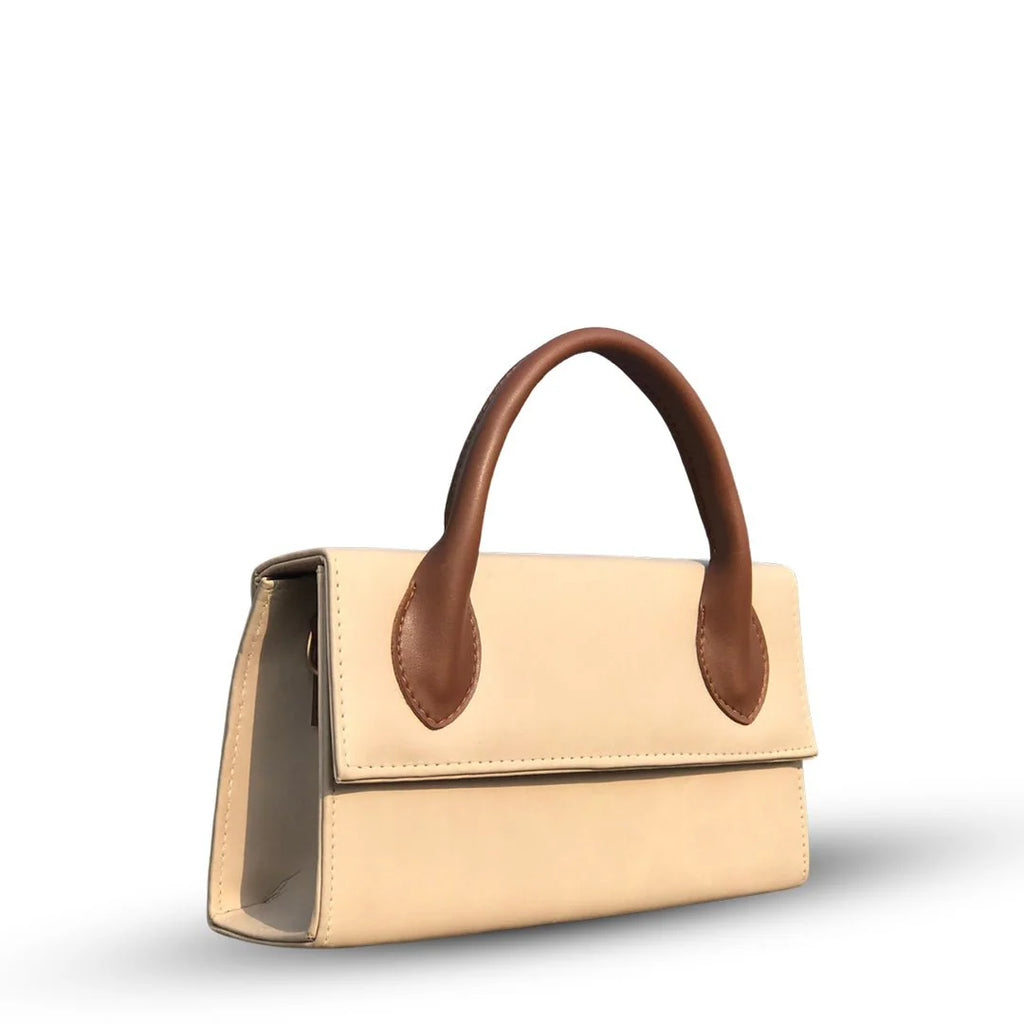 Sienna Grace Top Handle Bag – Elegant Beige Structured Handbag for Women Skin