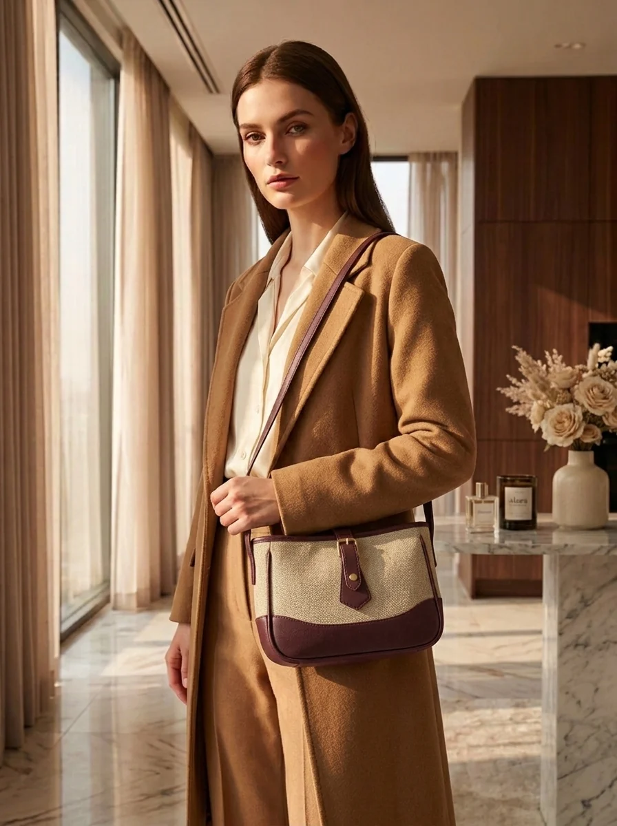 Solenne Woven Shoulder Bag maroon