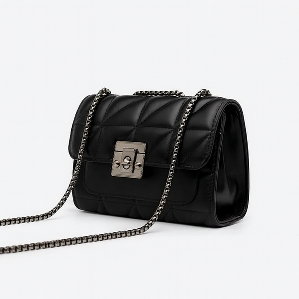 Nayab Khatoon Quilted Black Crossbody Bag – Chain Strap Purse