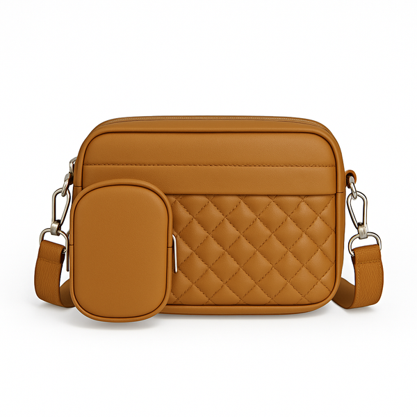 Quilted Bag With Coin Pocket Brown