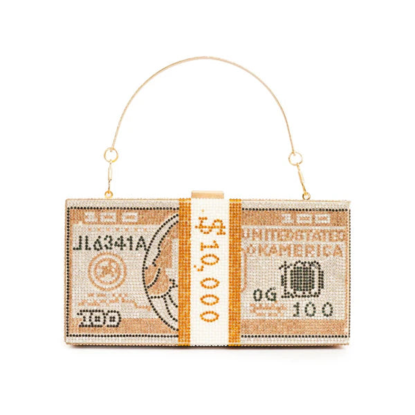 Rich Girl Dollar Clutch Golden – Nayab Khatoon