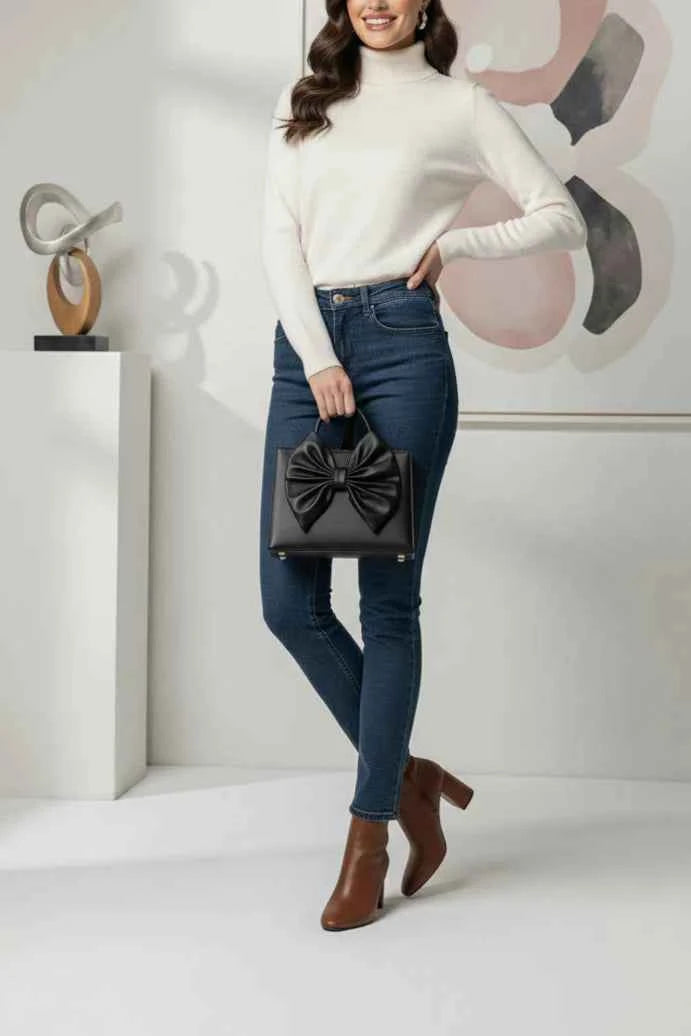 Fleur Bow Handbag for Women in Pakistan | PU Leather – Nayab Khatoon