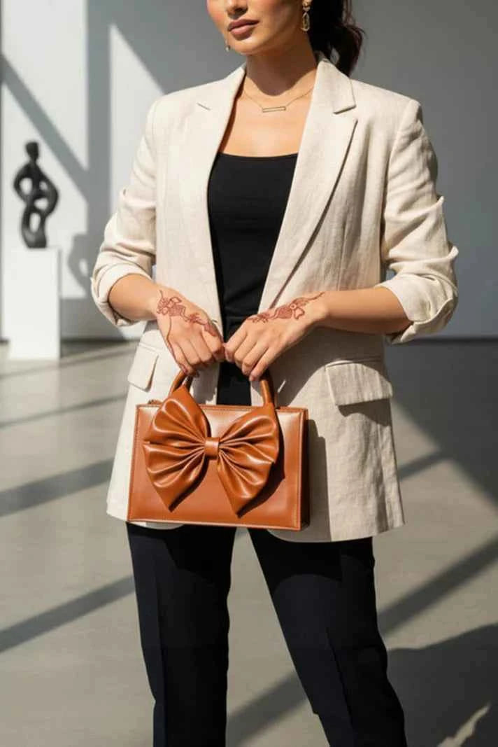 Fleur Bow Handbag for Women in Pakistan | PU Leather – Nayab Khatoon