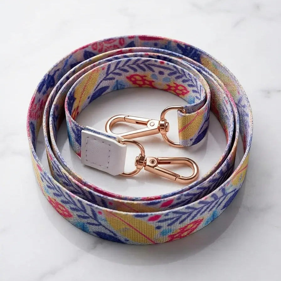 Floral Bag Strap – Adjustable Printed Shoulder Strap for Women | Premium Golden Hooks