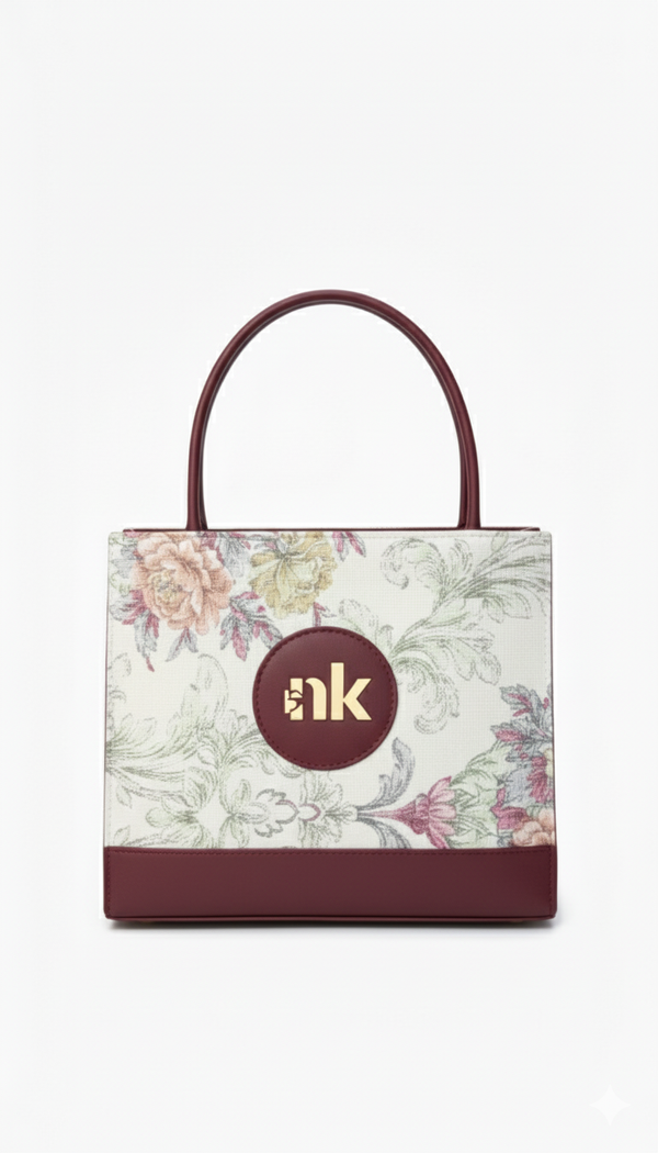 Gul Bahaar – Premium Floral Everyday Handbag Maroon