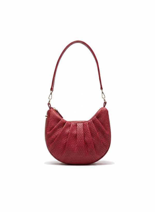 Lehriya Crescent Pleated Bag-Maroon