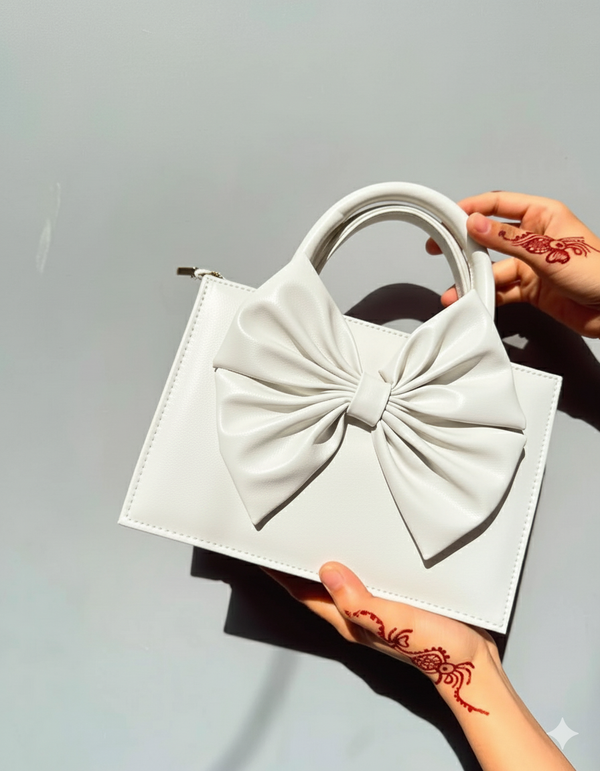 Fleur Bow White Handbag for Women in Pakistan – Nayab Khatoon