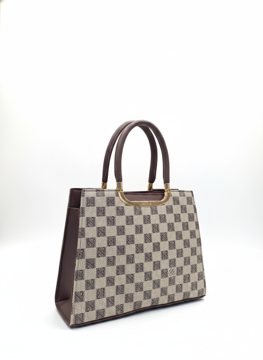 Imperial Grid Tote — Premium Ladies Handbag