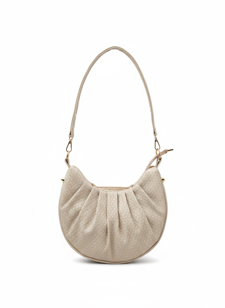Lehriya Crescent Pleated Bag-Skin
