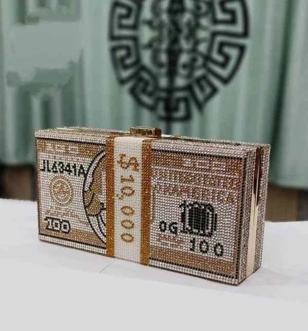 Rich Girl Dollar Clutch Golden – Nayab Khatoon