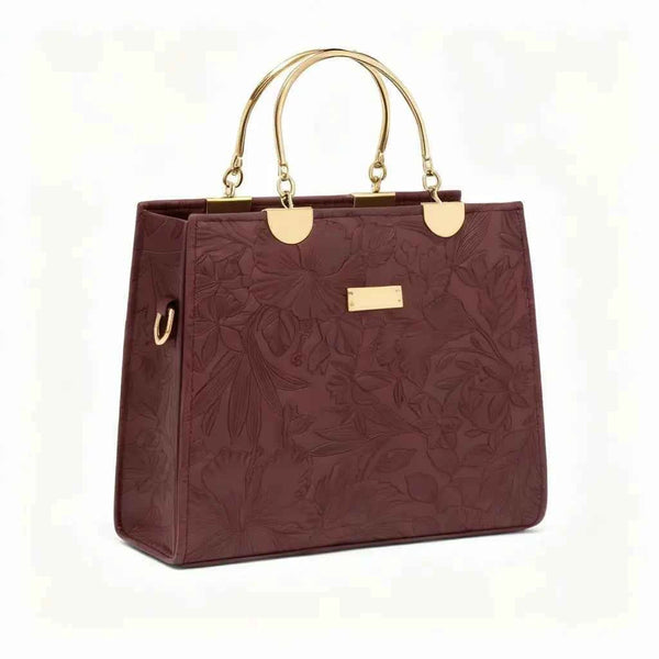 Noir Flora – Gold Handle Tote Handbag for Women | Elegant Bag – Nayab Khatoon