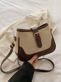 Solenne Woven Shoulder Bag Dark Brown