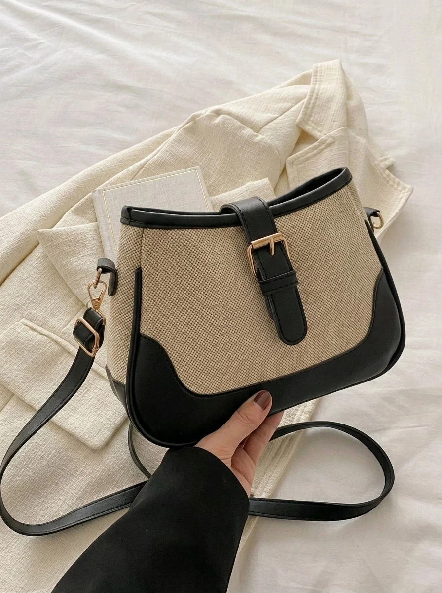 Solenne Woven Shoulder Bag Black