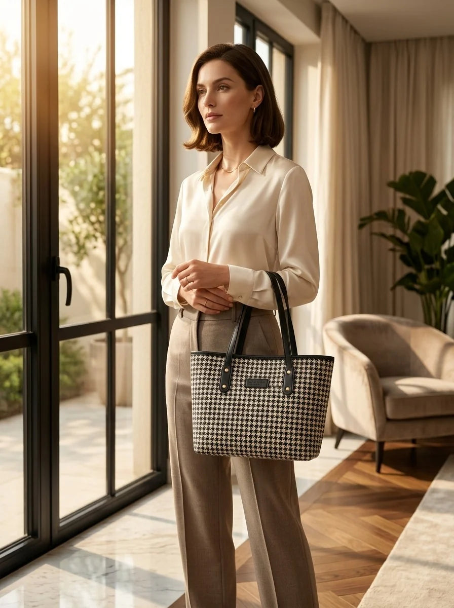 Houndstooth Canvas Black