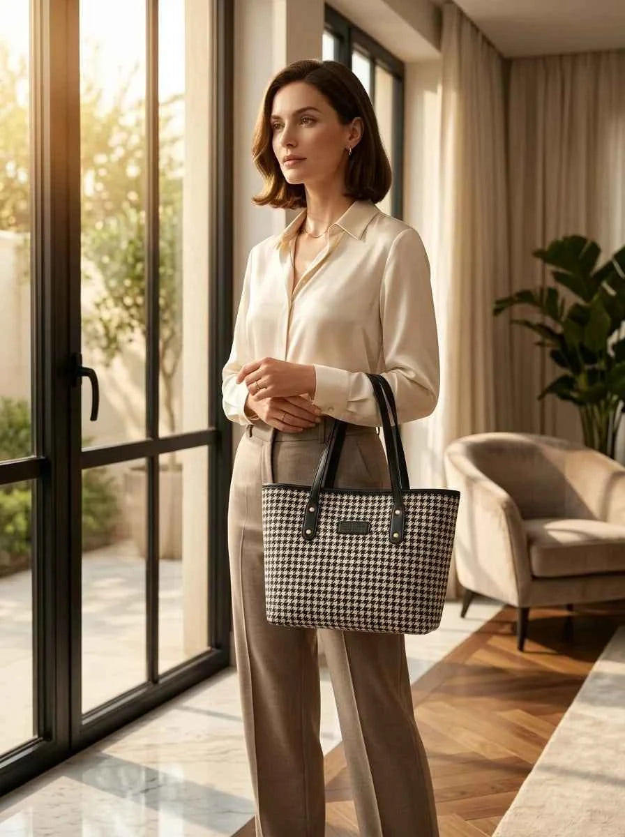 Houndstooth Canvas Black