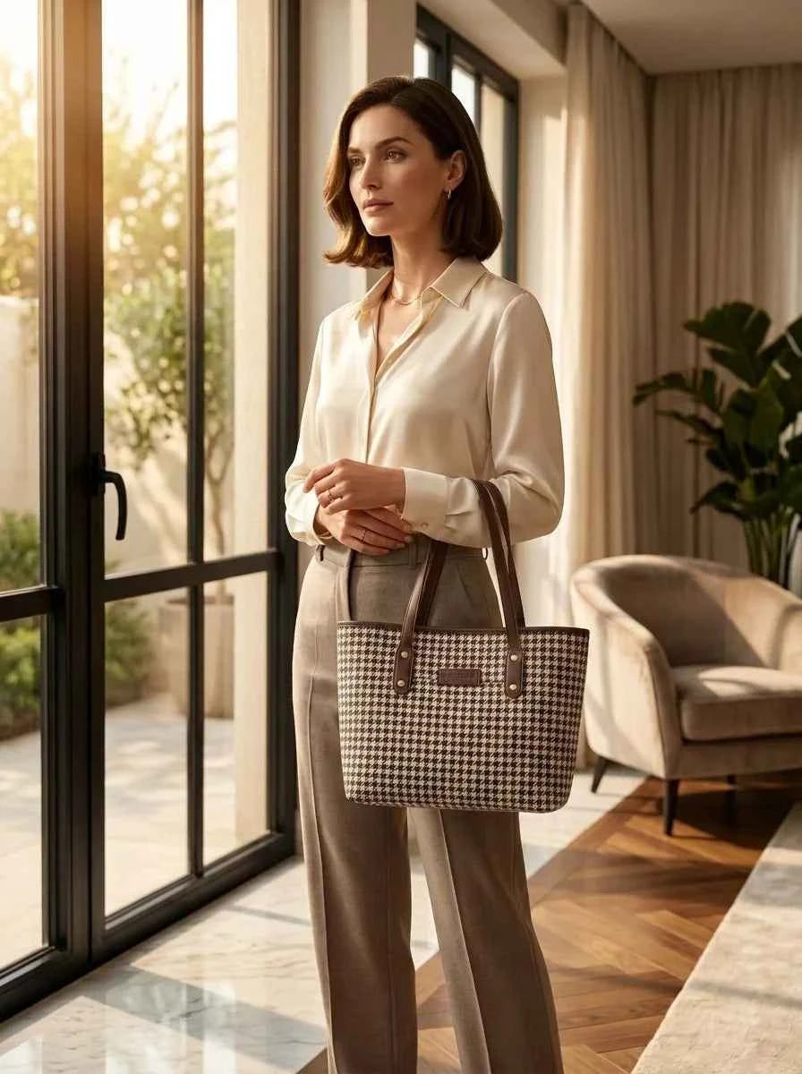 Houndstooth Canvas Maroon