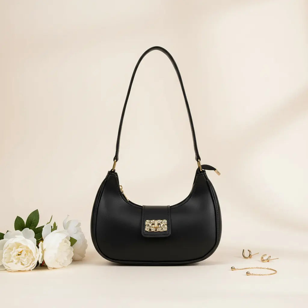 Bella Black Luxe Shoulder Bag for Women in Pakistan | Nayab Khatoon