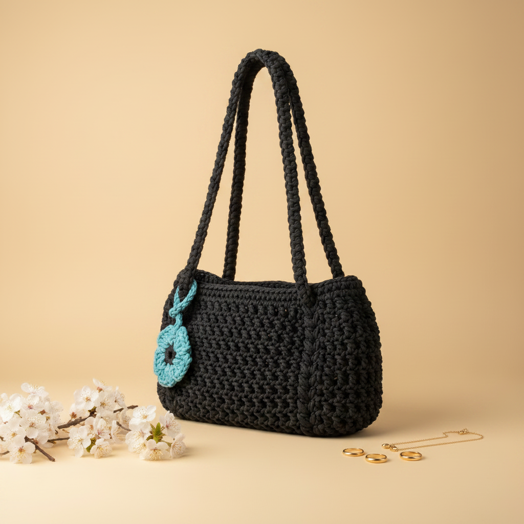 Roselle Crochet Bag black