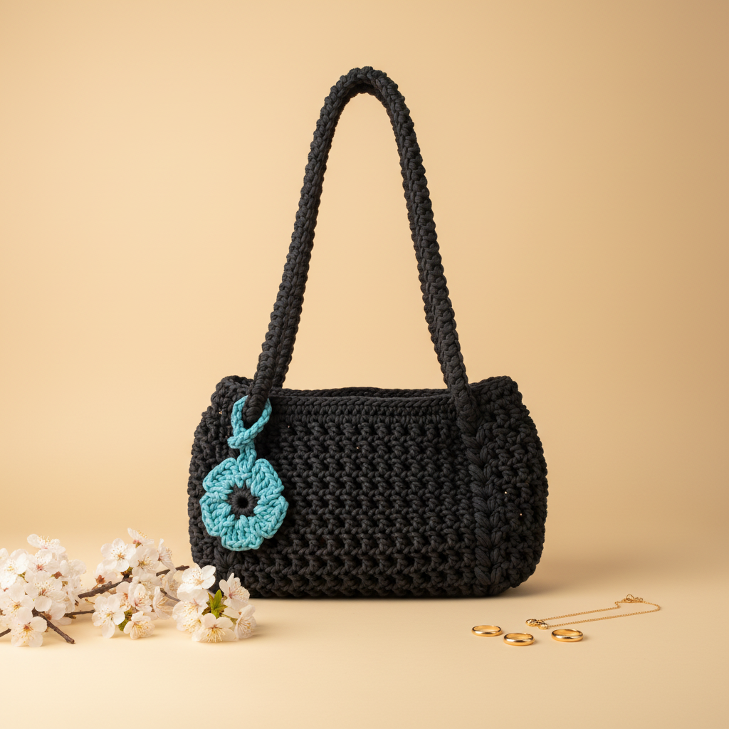 Roselle Crochet Bag black