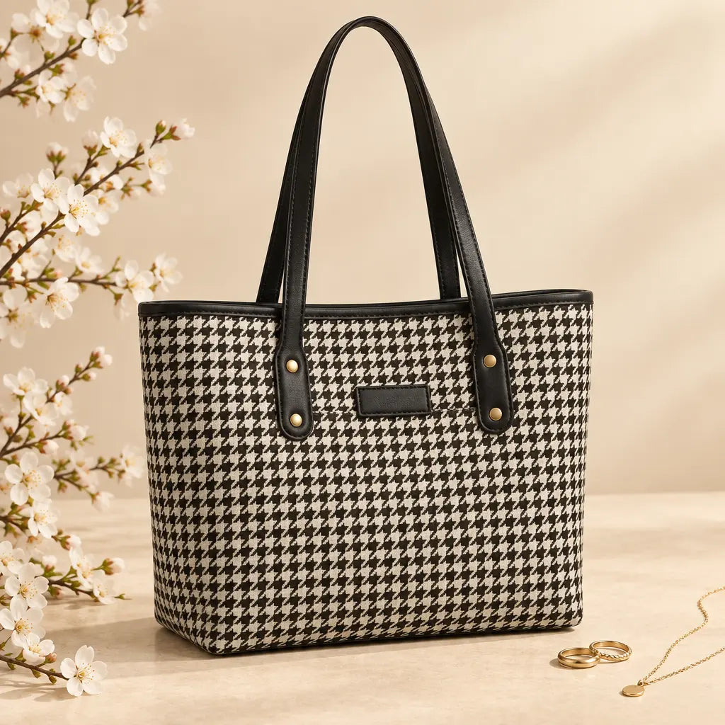 Houndstooth Canvas Black