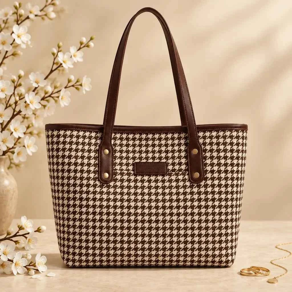 Houndstooth Canvas Maroon