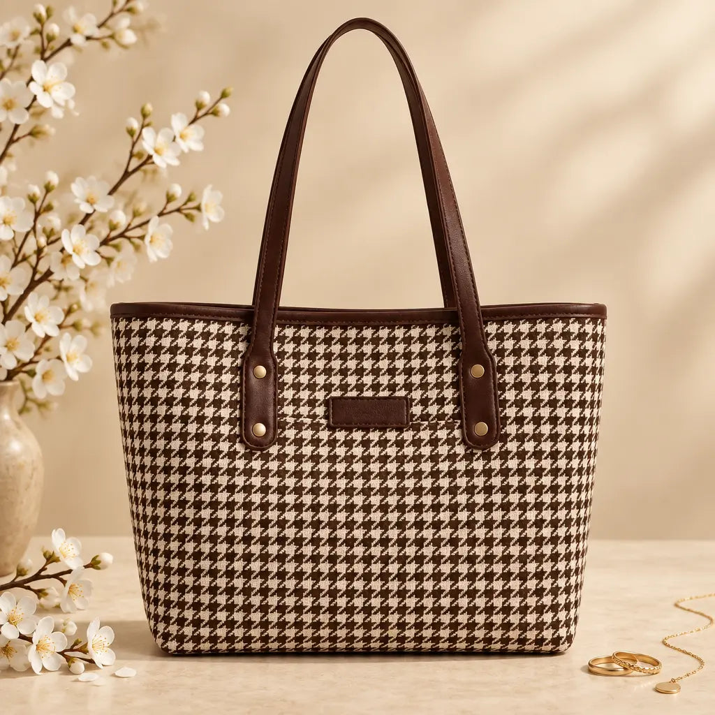 Houndstooth Canvas Maroon