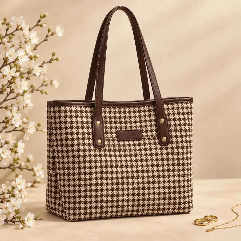 Houndstooth Canvas Maroon