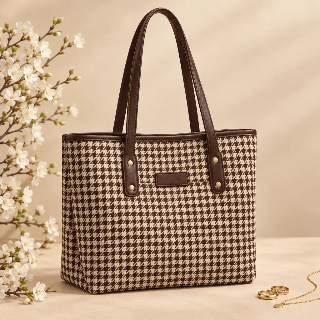 Houndstooth Canvas Maroon