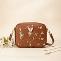 Embroidered Butterfly Brown Crossbody Bag | Nayab Khatoon Pakistan