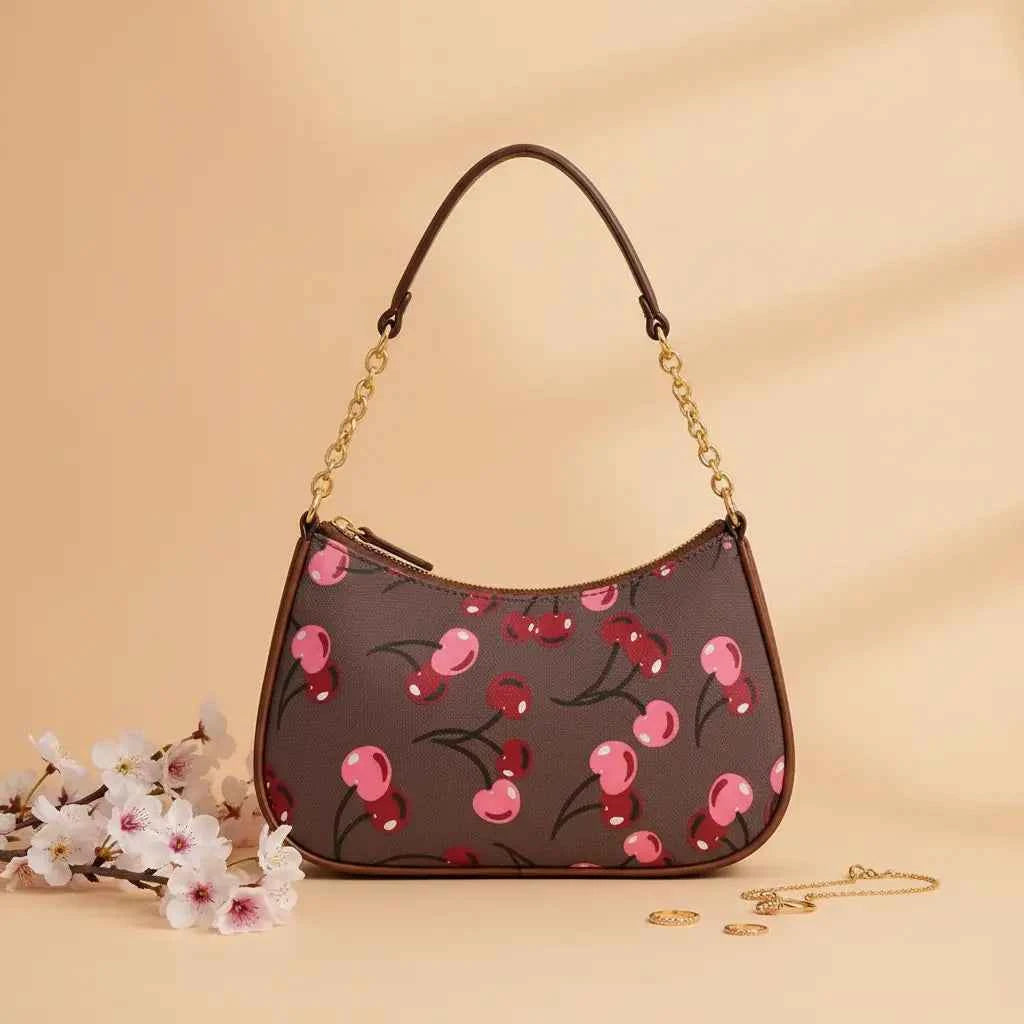 Cherry Gold Chain Shoulder Bag