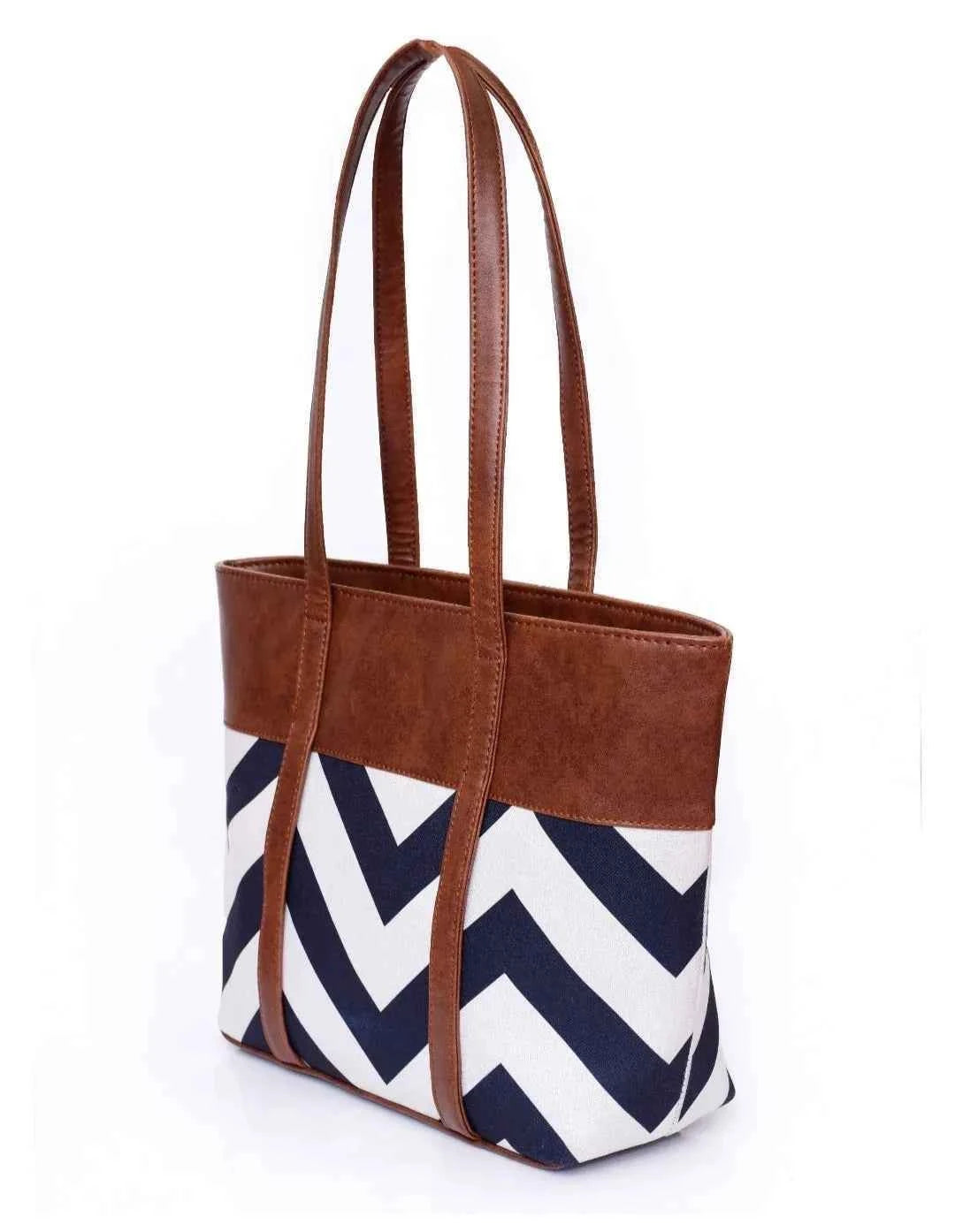 Chevron Tote Bag T-1 Brown for Women in Pakistan – Nayab Khatoon