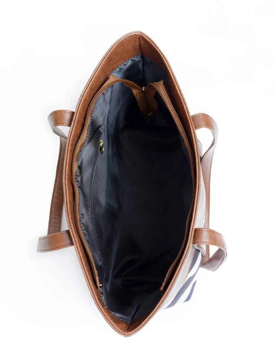 Chevron Tote Bag T-1 Brown for Women in Pakistan – Nayab Khatoon