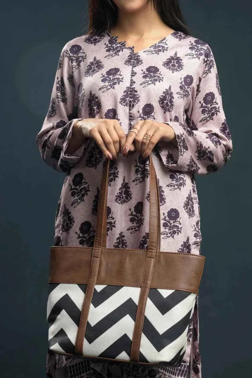 Chevron Tote Bag T-1 Brown for Women in Pakistan – Nayab Khatoon