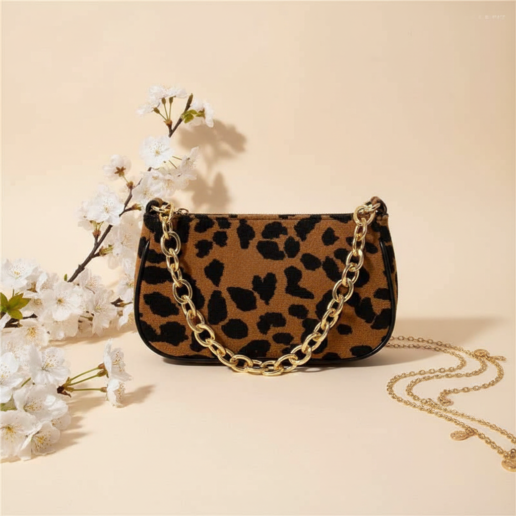 Chic Brown Houndstooth Shoulder Bag for Women in Pakistan | Nayab Khatoon