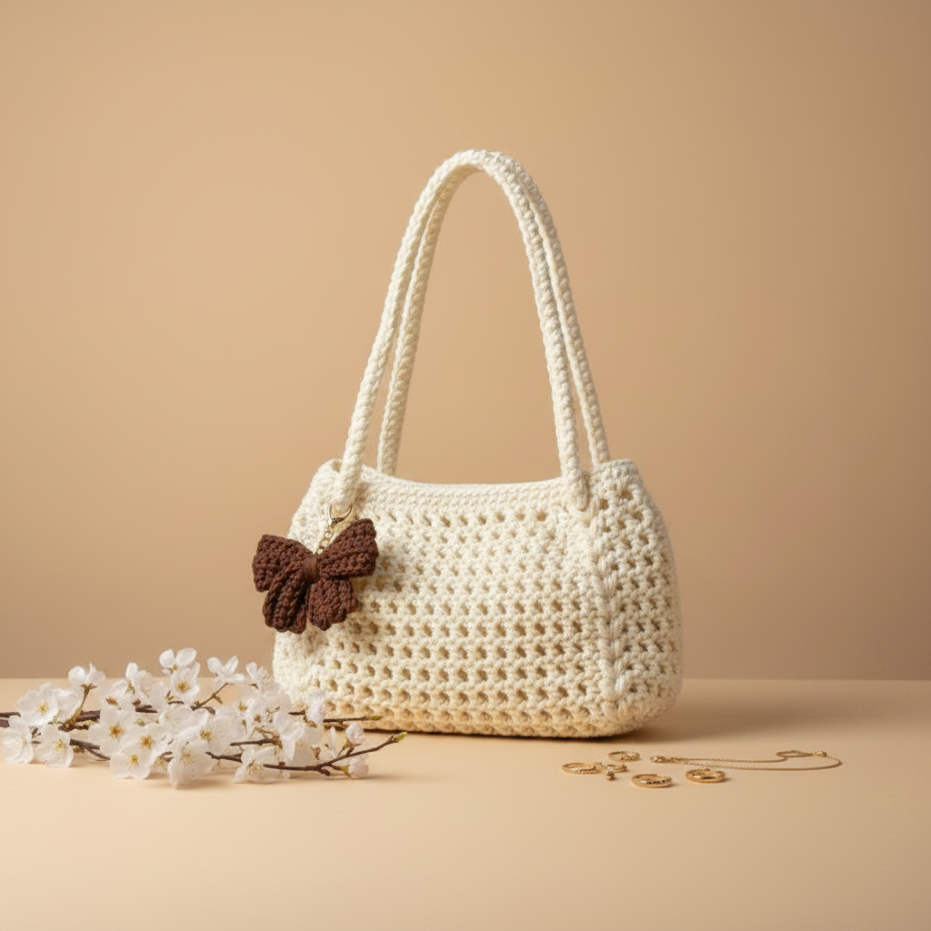 Roselle Crochet Bag off-white