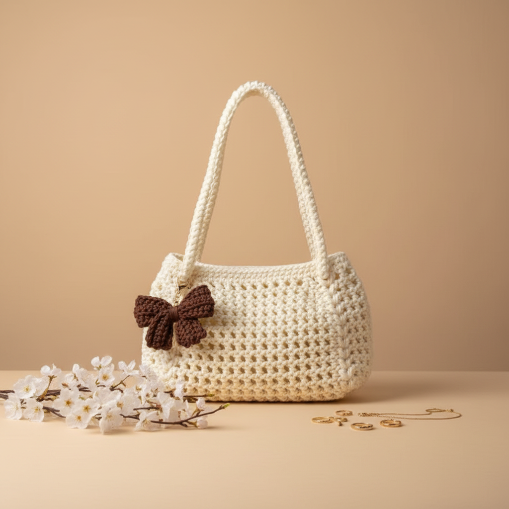 Roselle Crochet Bag off-white
