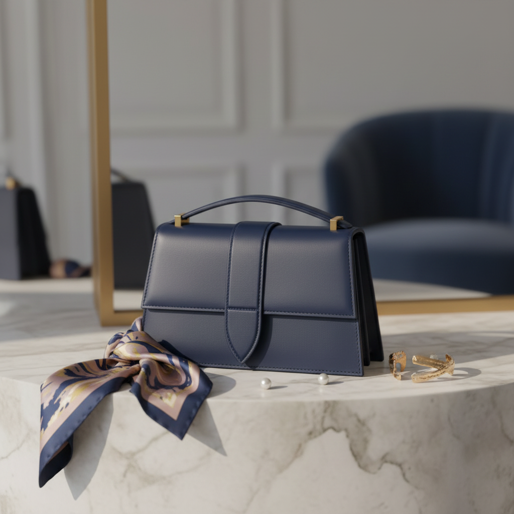 Creative navy blue handbag